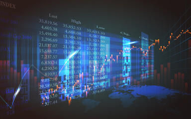 Wall Mural - Stock market or forex trading graph in futuristic concept, Abstract global finance background.