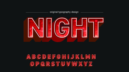 Wall Mural - red 3d uppercase vibrant lights pattern typography