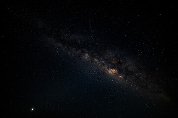 Wall Mural - deep night sky many stars and milk way,with noise and grain.photo by long exposure and select white 