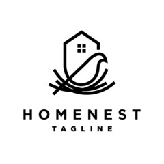 Home nest logo with line art concept