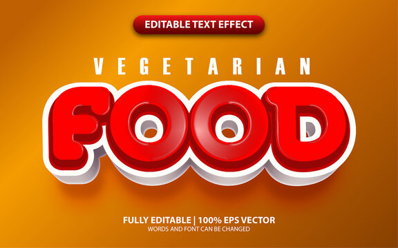 Text Effect 3D Vegetarian Food