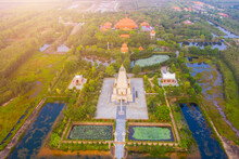 Aerial View Of Truc Lam Chanh Giac Monastery In Tien Giang Province, Vietnam