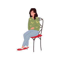 Canvas Print - young female sitting on chair