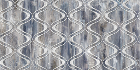 Wall Mural - seamless pattern background on wooden floor in blue color