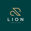 Line art outline lion head logo design