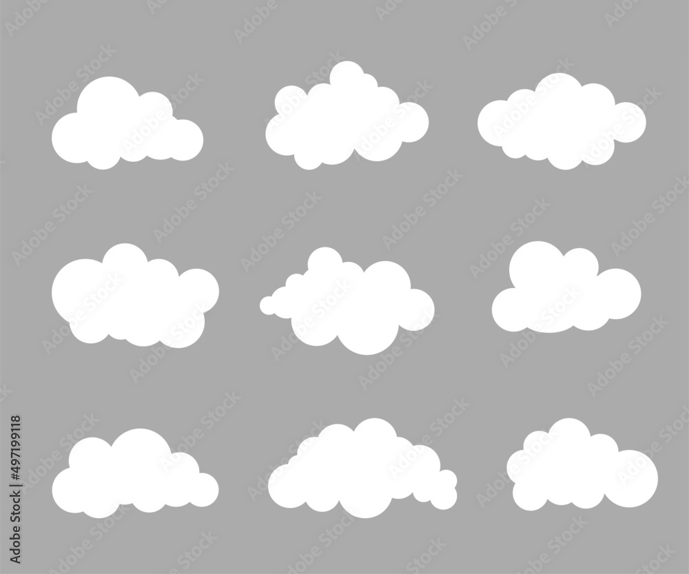 White vector Cloud set. Abstract white cloudy set isolated Vector ...