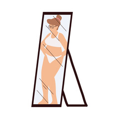 Canvas Print - fat woman in a mirror