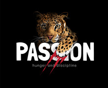 Passion Hunger And Discipline Slogan With Leopard Claw Scratching On Black Background