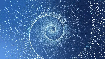 Wall Mural - Spiral blue vortex spinning on 4K background with floating particles.