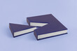 © jbuinac - A minimal abstract creative scene made from a book from which a piece was cut. Isolated pastel purple-blue background with copy space. Cake slice concept. Pleasure of reading. Gift or greeting card.