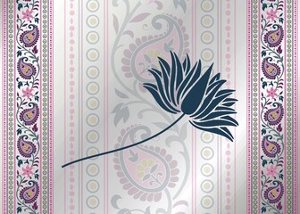 Wall Mural - water lily, traditional wedding card design, royal India	