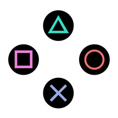 Poster - joystick buttons colored geometric shapes on joystick button vector icon eps10