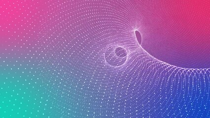 Wall Mural - Glowing particles and fiber splines make swirl patterns on a 4K colorful background.
