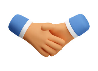 3d hand shake icon gesture. Vector cartoon handshake clip art. Realistic render deal illustration for social media