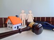Divorce man woman court and division of property closeup