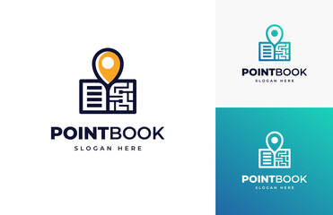 Point book tech direction wire map vector logo design, Creative digital open book education navigation technology logo design