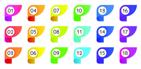 Fototapete - bullet icons with numbers vector set. gradient bullet points, isolated on a white background. 3d ren