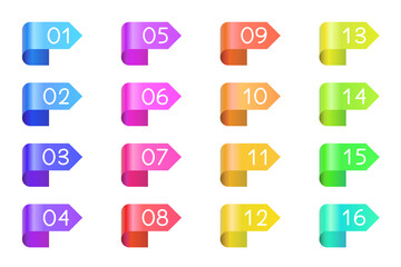 Fototapete - bullet icons with numbers set. gradient bullet points, isolated on a white background. 3d rendering 