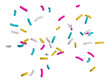 Colorful sprinkle falling flying 3d illustration