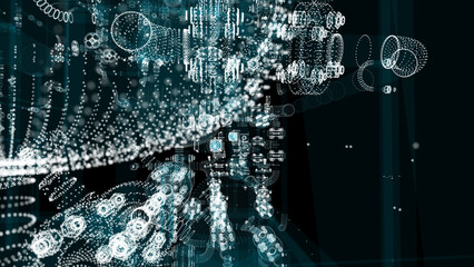 Poster - Particle hologram industrial equipment, valves, pipes and sensors