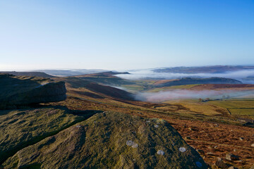 Wall Mural - Down the mist filled valleys of Derbyshire from high on Stanage Edge