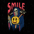Grim reaper with smile icon illustration.
