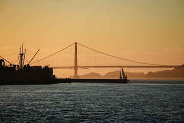 Sticker - Photo of sunrise on a port and the sea