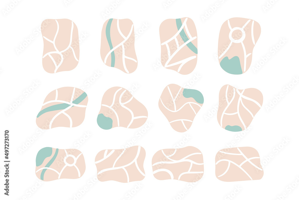 Hand-drawn shapes for map creator. Maps with rivers, lakes and roads ...