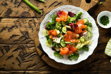 Poster - Healthy vegetable salad with smoked salmon