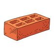 Red brick. Vector illustration of  red brick building. Hand drawn single brick.