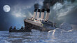 the Titanic ocean liner after it struck an iceberg in 1912 off the coast of Newfoundland in the Atlantic Ocean render 3d