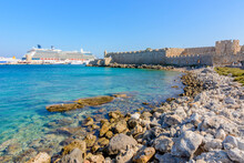 Rhodes Port And Fortress, Dodecanese Islands, Greece