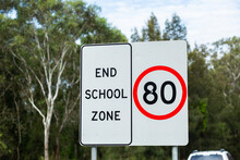 End School Zone And 80 Speed Sign