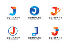 Big Bundle Set Of Colorful Letter J Logo Design. Vector Design Element, With Variety J Logo Gradient Style Element, Business Sign, Logos, Identity, Vector Illustrations.