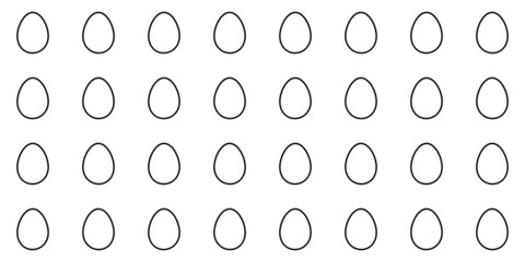 Wall Mural - white outline easter eggs seamless pattern.