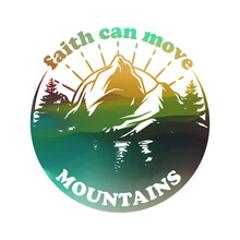 Faith Can Move Mountains Illustration Clip Art Design Shape. Religion Silhouette Icon Vector.