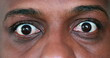 Eyes macro close-up. Man closing eyes in contemplation and meditation