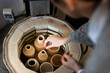 Drying Ceramic Pottery Art in a kiln for Ceramics