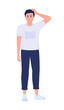 © IMG visuals characte - Questioning semi flat color vector character. Standing figure. Full body person on white. Pensive and doubtful man simple cartoon style illustration for web graphic design and animation