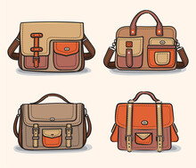 Bundle Of Trendy Men's Handbags Vector