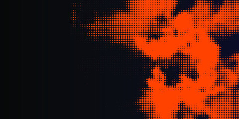 Poster - orange dot and black and blue background