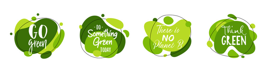 set of 4 earth day abstract graphic liquid organic elements. dynamical waves, fluid shapes. isolated