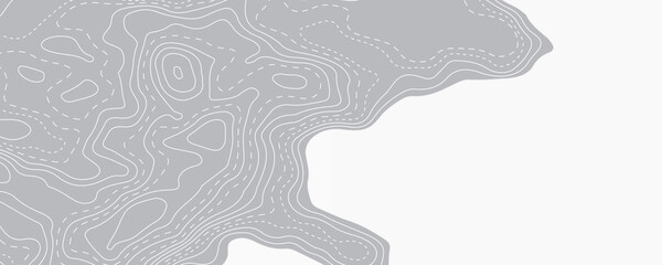 Poster - White wave paper curved reliefs abstract background, Abstract topographic contours map on concept of a conditional geography scheme and the terrain path. Dark on black, vector illustration.