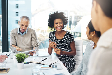 Aufkleber - One thing theyre all certain of is success. Shot of a group of colleagues having a meeting in a modern office.