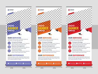 Wall Mural - Corporate rollup banner design with simple shapes for minimalistic company promotion