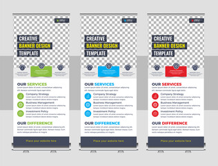 Wall Mural - Business Roll Up Set. Standee Design. Banner Template, Abstract Geometric Background vector