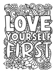 Love Yourself First Motivational Quote Coloring 