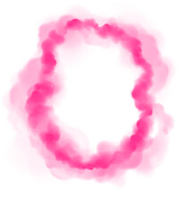 Pink Smoke Round Frame Isolated On Background. Vector Realistic Border From Magic Fog, Pink Mist Cloud. Abstract Banner With Smoke Texture Frame