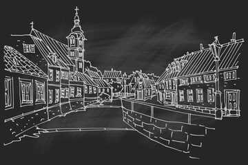 Sticker - Vector sketch of architecture of Samobor, Croatia.