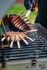 Poster - Grilled ribs on the flaming grill